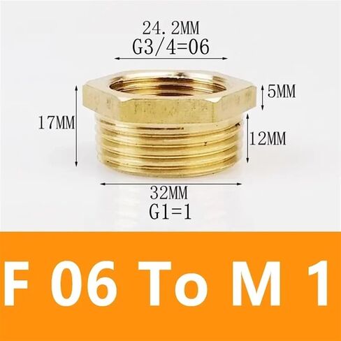 Brass Hex Bushing Reducer Pipe Fitting F To M Threaded 1/8 1/4 3/8 1/2 3/4 Reducing Copper Water Gas Adapter Coupler Connector(F 04 To M 06) in Saudi Arabia