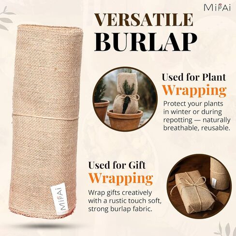 Burlap roll 12in x 10 Yards-Cut to Your Length Burlap Table Runners -50 Yarns/10cm Density-Ecofriendly- Reusable- Perfect for Crafts, Décor, Gift Wrapping, Events, DIY and Gardening Projects in Saudi Arabia
