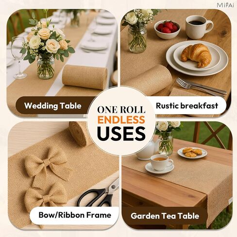 Burlap roll 12in x 10 Yards-Cut to Your Length Burlap Table Runners -50 Yarns/10cm Density-Ecofriendly- Reusable- Perfect for Crafts, Décor, Gift Wrapping, Events, DIY and Gardening Projects in Saudi Arabia