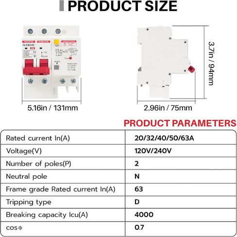قاطع دائرة 120V-240V مع حماية تسرب ، 40 أمبير RCBO و RUSTERGER BRUSTERS in Kuwait