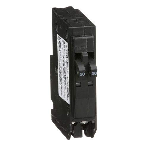 Square D QO QO2020 Tandem Miniature Circuit Breaker, 120/240 VAC, 20 A, 10 kA, 1 Pole, Thermal Magnetic Trip in Kuwait