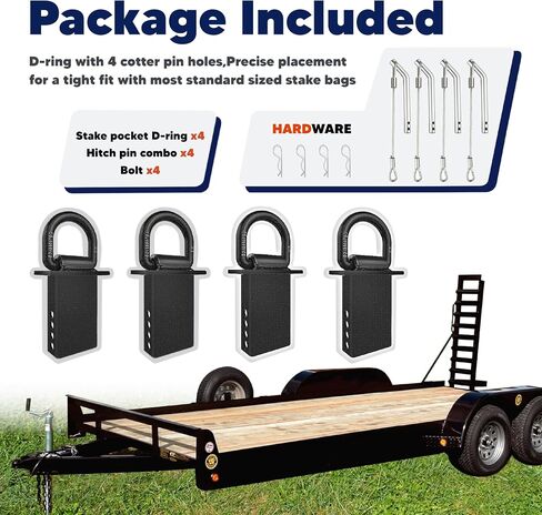 حلقات الجيب D حلقات 4pcs 18000 رطل DISTRIME D-RING Ring Bocket DOCK لأسفل لمقطورات المرافق والمخطوطات المسطحة مع دبوس عقبة ، وربطة عنق القابلة للإزالة لأسفل لشاحنات الشحن المسطحة ، والأسود in Saudi Arabia