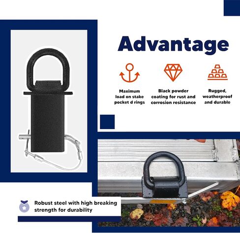 حلقات الجيب D حلقات 4pcs 18000 رطل DISTRIME D-RING Ring Bocket DOCK لأسفل لمقطورات المرافق والمخطوطات المسطحة مع دبوس عقبة ، وربطة عنق القابلة للإزالة لأسفل لشاحنات الشحن المسطحة ، والأسود in Saudi Arabia