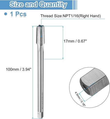 uxcell مستقيمة الفلوت المسمار صنابير NPT 1/16-27 2B الخيط HSS6542 MACHEN in Saudi Arabia