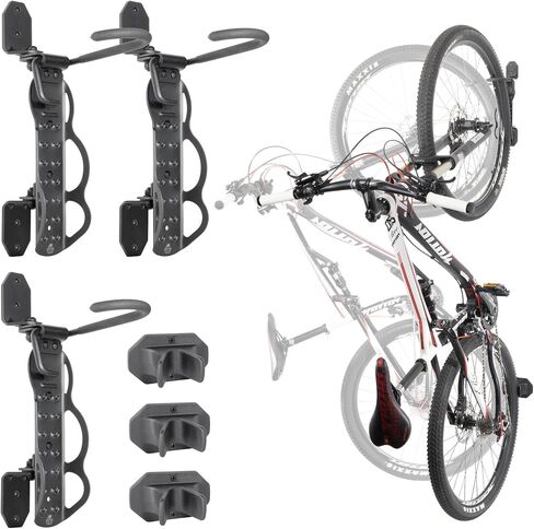 Bikehand دوار شماعات جدار الدراجة - حامل الجدار الرأسي - حامل الجدار - رف دراجة تخزين المرآب الداخلي للدراجات MTB والطرق - الحد الأقصى. عرض الإطارات 2.3 " in Saudi Arabia