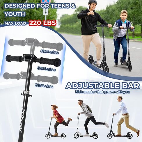 Nattork Scooter for Kids 8-12 ، المراهقين والبالغين-قابلة للطي قابلة للطي قابلة للطي مع عجلات كبيرة قوية لركوب سلس ، وتعليق خفيف ، ومضاد للفرش ، وسكوتر للبنين والبنات. in Kuwait