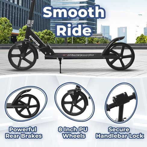 Nattork Scooter for Kids 8-12 ، المراهقين والبالغين-قابلة للطي قابلة للطي قابلة للطي مع عجلات كبيرة قوية لركوب سلس ، وتعليق خفيف ، ومضاد للفرش ، وسكوتر للبنين والبنات. in Kuwait