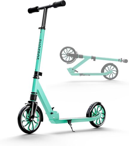 PHOEROS Kick Scooter for Kids Ages 6-12,Teens & Adults, Youth. Lightweight Aluminum Kick Scooter for Teens Adults Boys Girls with 8 inch Big Wheels, Foldable, 3 Height Adjustable, Shock Absorption. in Saudi Arabia