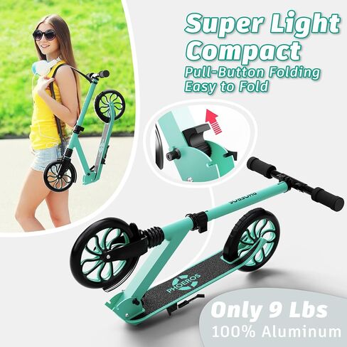 PHOEROS Kick Scooter for Kids Ages 6-12,Teens & Adults, Youth. Lightweight Aluminum Kick Scooter for Teens Adults Boys Girls with 8 inch Big Wheels, Foldable, 3 Height Adjustable, Shock Absorption. in Saudi Arabia