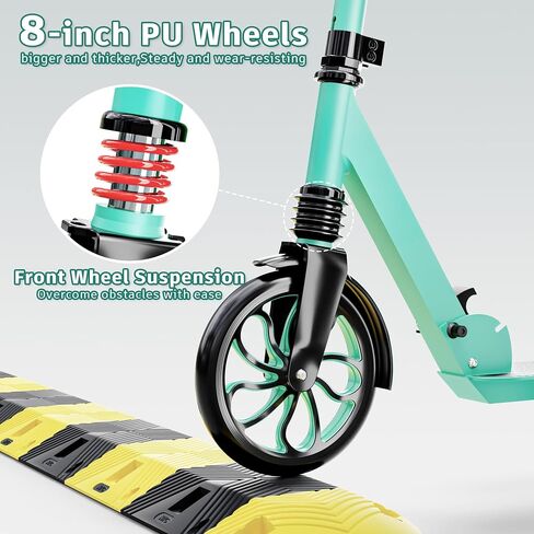 PHOEROS Kick Scooter for Kids Ages 6-12,Teens & Adults, Youth. Lightweight Aluminum Kick Scooter for Teens Adults Boys Girls with 8 inch Big Wheels, Foldable, 3 Height Adjustable, Shock Absorption. in Saudi Arabia