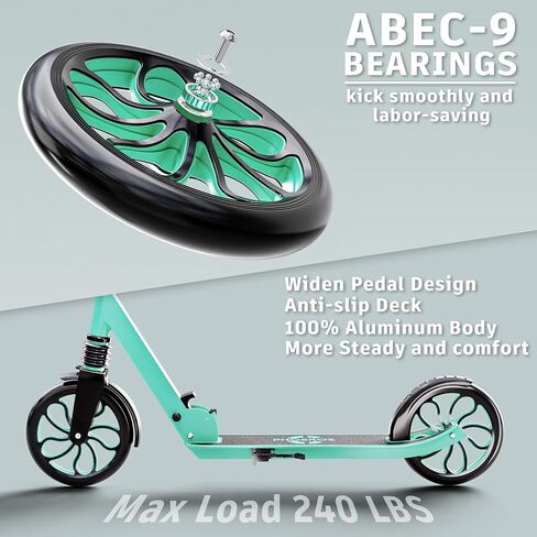 PHOEROS Kick Scooter for Kids Ages 6-12,Teens & Adults, Youth. Lightweight Aluminum Kick Scooter for Teens Adults Boys Girls with 8 inch Big Wheels, Foldable, 3 Height Adjustable, Shock Absorption. in Saudi Arabia