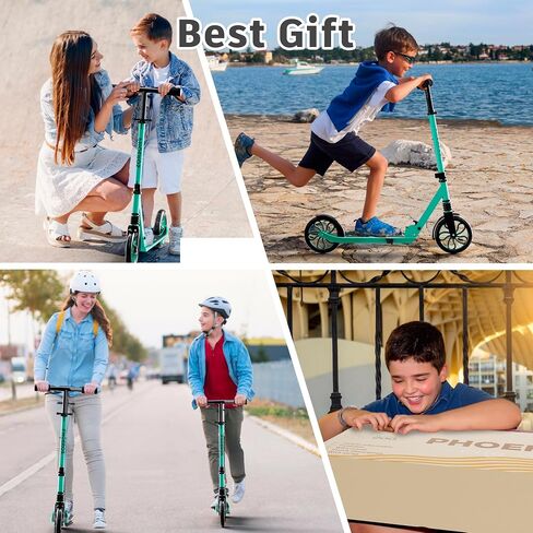 PHOEROS Kick Scooter for Kids Ages 6-12,Teens & Adults, Youth. Lightweight Aluminum Kick Scooter for Teens Adults Boys Girls with 8 inch Big Wheels, Foldable, 3 Height Adjustable, Shock Absorption. in Saudi Arabia