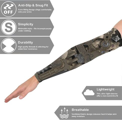 تروس Steampunk الميكانيكية الأكمام للرجال للنساء في الهواء الطلق الحماية من الحماية من أشعة الشمس واقي ، أبيض ، وحجم واحد in Saudi Arabia