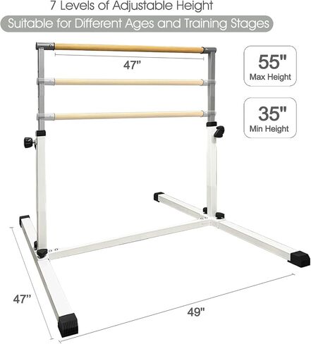 XDEMODA The Latest Model Gymnastics Bar for Kids Ages 3-15 for Home, Anti-Slip, Easy to Assemble, 35" to 55" Adjustable Height Gymnastic Horizontal Bars Equipment in Saudi Arabia