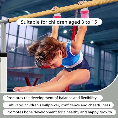 XDEMODA The Latest Model Gymnastics Bar for Kids Ages 3-15 for Home, Anti-Slip, Easy to Assemble, 35" to 55" Adjustable Height Gymnastic Horizontal Bars Equipment in Saudi Arabia