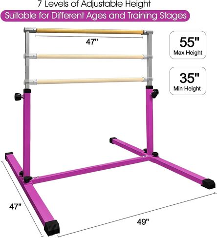 XDEMODA The Latest Model Gymnastics Bar for Kids Ages 3-15 for Home, Anti-Slip, Easy to Assemble, 35" to 55" Adjustable Height Gymnastic Horizontal Bars Equipment in Saudi Arabia