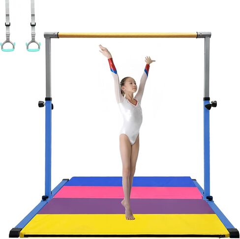 XDEMODA The Latest Model Gymnastics Bar for Kids Ages 3-15 for Home, Anti-Slip, Easy to Assemble, 35" to 55" Adjustable Height Gymnastic Horizontal Bars Equipment in Saudi Arabia