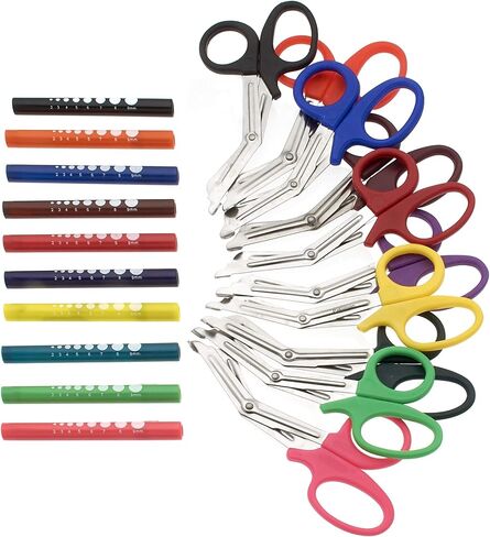 SURGICAL ONLINE Pupil Gauge LED Penlight with Bandage Scissors Matching Set for Doctor, Nurse, EMS, Medical Student, First Responder EMT Trauma Shears + Disposable Penlight - Many Colors (Brown) in Kuwait