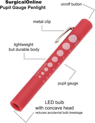 SURGICAL ONLINE Pupil Gauge LED Penlight with Bandage Scissors Matching Set for Doctor, Nurse, EMS, Medical Student, First Responder EMT Trauma Shears + Disposable Penlight - Many Colors (Brown) in Kuwait