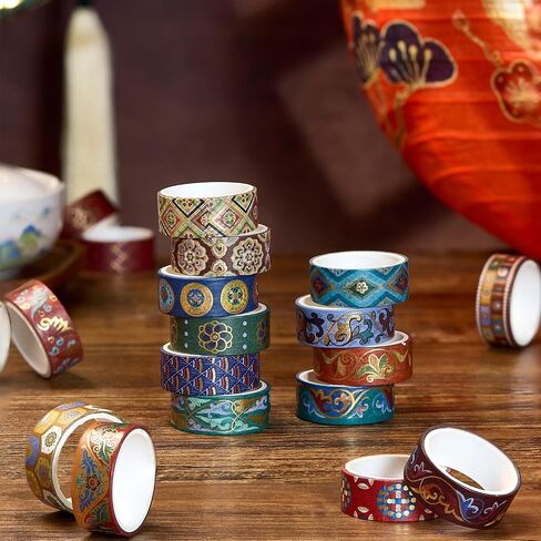 YUBBAEX 20 Rolls Chinoiserie Washi Tape Set Exotic Arts Masking Tape Gold Foil Floral Decorative for DIY Crafts, Bullet Journal Supplies, Planners, Scrapbook, Card/Gift Wrapping (Ancient) in Saudi Arabia