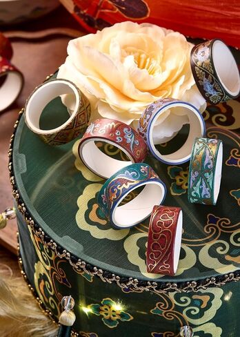 YUBBAEX 20 Rolls Chinoiserie Washi Tape Set Exotic Arts Masking Tape Gold Foil Floral Decorative for DIY Crafts, Bullet Journal Supplies, Planners, Scrapbook, Card/Gift Wrapping (Ancient) in Saudi Arabia