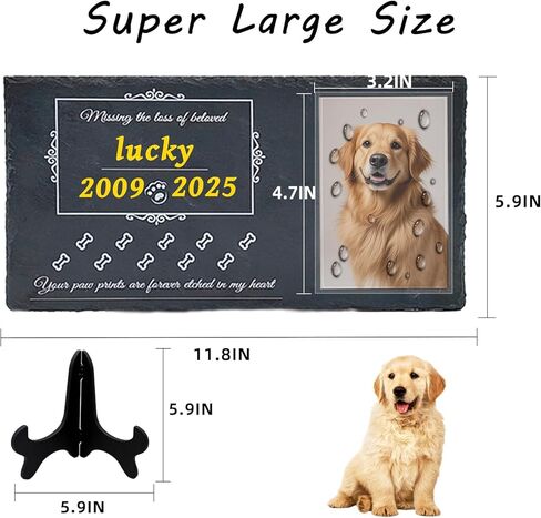 Pet Memorial Stones for Dogs Pet Headstones for Dogs Dog Memorial Stone Pet Grave Markers Dog for Cat Lovers with Stand and Markers - 11.8 * 5.9 Inches Stone（Style 3 in Kuwait