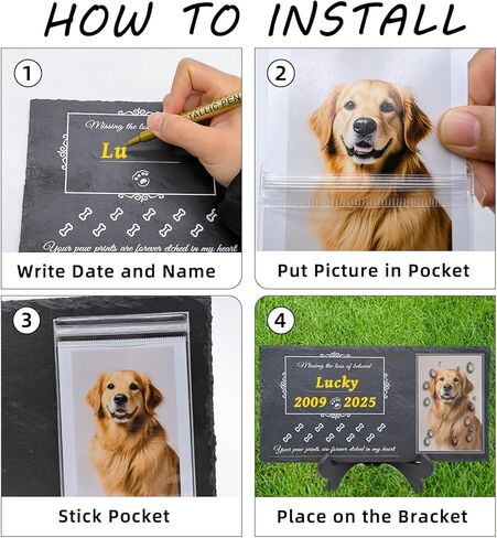 Pet Memorial Stones for Dogs Pet Headstones for Dogs Dog Memorial Stone Pet Grave Markers Dog for Cat Lovers with Stand and Markers - 11.8 * 5.9 Inches Stone（Style 3 in Kuwait