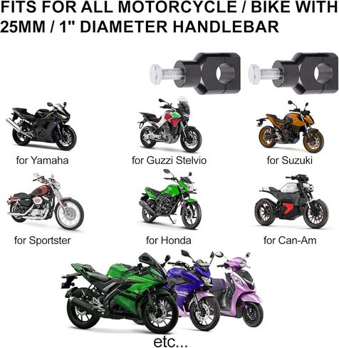 1 Inch Motorcycles Handlebar Risers Aluminum Chrome Universal Motorcycles Risers for Harley for Yamaha for Suzuki for Honda for Kawasaki 2PC(1Pair) in Saudi Arabia