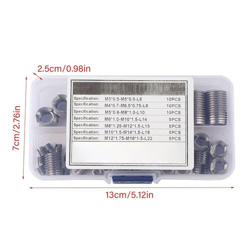 إدراج سلك النقر على الفولاذ المقاوم للصدأ في أداة إصلاح الأسلاك الداخلية عالية القوة للمواد النحاسية البلاستيكية الفضية 50 قطعة. in Kuwait