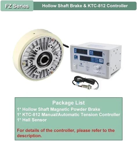 عمود جوفاء أحادي العمود أحادي البودرة المغناطيسية الفرامل DC24V 1400RPM 6-400NM 0.6-40KG مجموعة تحكم (Hollow و KTC-812،12nm) in Saudi Arabia