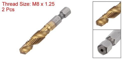 #us 2pcs M8 x 1.25 Titanium مغلف عالية السرعة الصلب 4341 مجموعة الحفر بت مجموعة الحفر in Kuwait