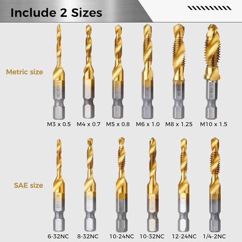 مجموعة الحفر التيتانيوم التي تيتانيوم المكونة من 13 قطعة ، مجموعة SAE/Metric ، 1/4 '' محول سداسي سداسي ، أدوات التنصت والتحف in Kuwait