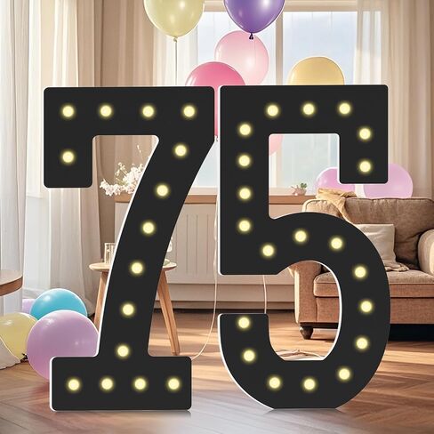 LOBOOM 4FT Marquee Light Up Numbers, Black Giant Marquee Number Big Mosaic Number for 60th Birthday Party Decorations Backdrop Anniversary Decor, Pre-Cut Frame in Saudi Arabia