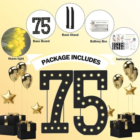 LOBOOM 4FT Marquee Light Up Numbers, Black Giant Marquee Number Big Mosaic Number for 60th Birthday Party Decorations Backdrop Anniversary Decor, Pre-Cut Frame in Saudi Arabia