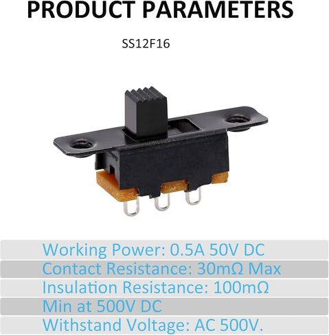 DIYhz Slide Switch Panel Mount 3 Solder Lug Pin ON/Off 2 Position 50Pcs in Kuwait