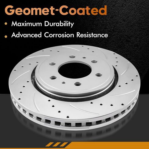 Front Brakes and Rotors Geomet Drilled Slotted Replace for 14-18 Chevy Silverado 1500, 15-20 Tahoe, 15-20 Suburban, 15-20 GMC Yukon, 14-18 Sierra 1500, 580279, 55097, 88963556, 19175334, 25819670 in Saudi Arabia