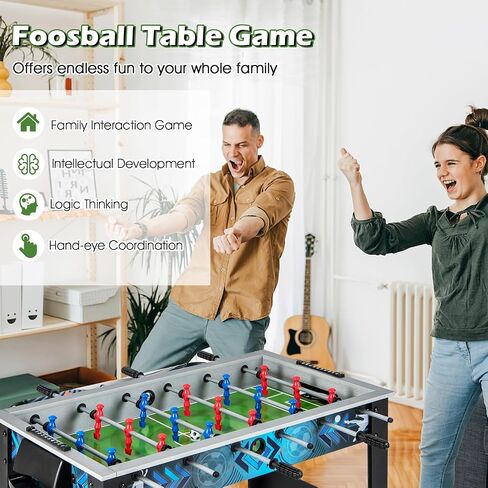 Giantex Foosball Table ، 37.5 "Foosball Table حجم البالغين ، مع 2 كرات ، مقبض سلس ، مستوي ساق قابل للتعديل ، ملعب كرة قدم واقعي ، لعبة كرة قدم للأطفال ، المراهقين ، لعبة كرة القدم الطاولة in Saudi Arabia
