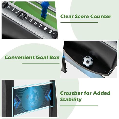 Giantex Foosball Table ، 37.5 "Foosball Table حجم البالغين ، مع 2 كرات ، مقبض سلس ، مستوي ساق قابل للتعديل ، ملعب كرة قدم واقعي ، لعبة كرة قدم للأطفال ، المراهقين ، لعبة كرة القدم الطاولة in Saudi Arabia