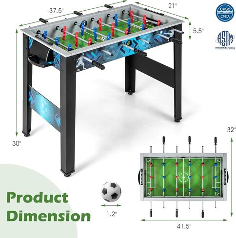 Giantex Foosball Table ، 37.5 "Foosball Table حجم البالغين ، مع 2 كرات ، مقبض سلس ، مستوي ساق قابل للتعديل ، ملعب كرة قدم واقعي ، لعبة كرة قدم للأطفال ، المراهقين ، لعبة كرة القدم الطاولة in Saudi Arabia