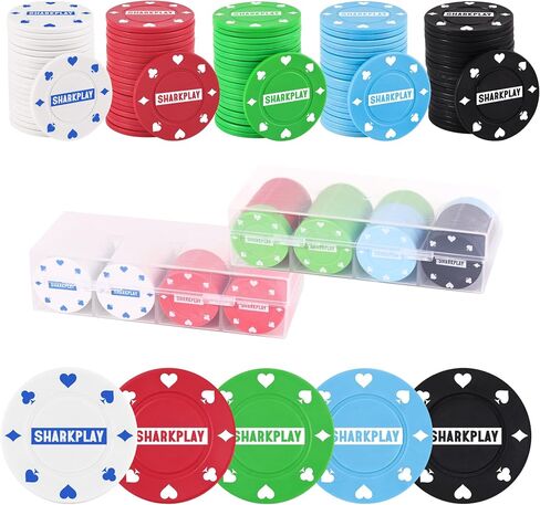 100Pcs Denomination Poker Chips Set with Storage Box, Plastic Learning Counters Disks for Texas Hold'em, Blackjack, Parties & Math Learning in Kuwait