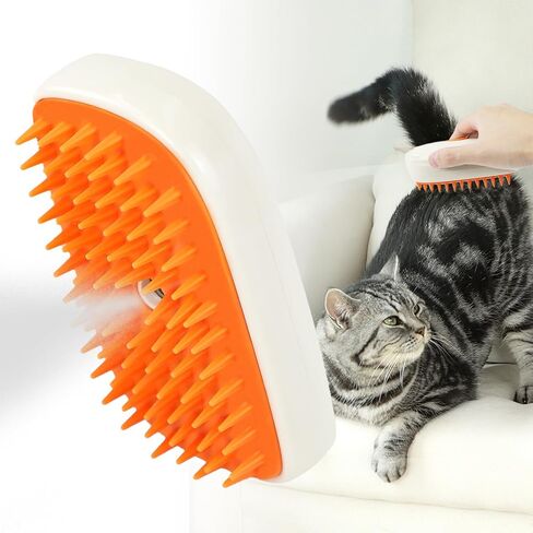 Nepfaivy Cat Steam Brush for Shedding - Steaming Cat Brushes for Indoor Cats with Release Button, Steam Slicker Brush for Dogs, Rechargeable Pet Spray Water Hair Removal Comb for Massage, Grooming in Saudi Arabia