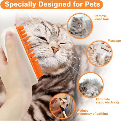 Nepfaivy Cat Steam Brush for Shedding - Steaming Cat Brushes for Indoor Cats with Release Button, Steam Slicker Brush for Dogs, Rechargeable Pet Spray Water Hair Removal Comb for Massage, Grooming in Saudi Arabia