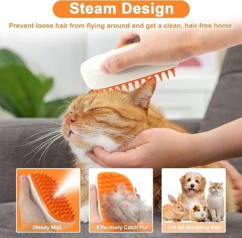 Nepfaivy Cat Steam Brush for Shedding - Steaming Cat Brushes for Indoor Cats with Release Button, Steam Slicker Brush for Dogs, Rechargeable Pet Spray Water Hair Removal Comb for Massage, Grooming in Saudi Arabia