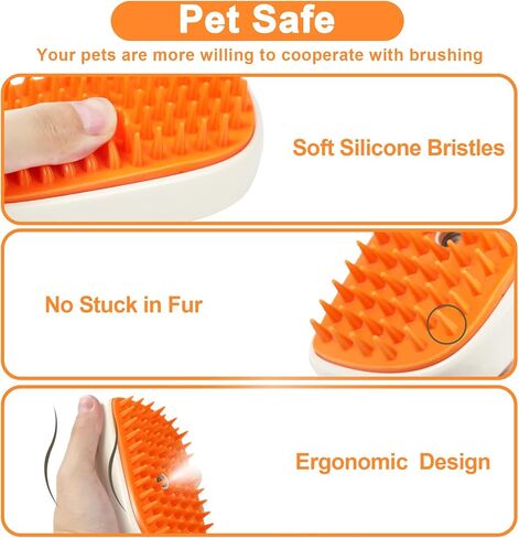 Nepfaivy Cat Steam Brush for Shedding - Steaming Cat Brushes for Indoor Cats with Release Button, Steam Slicker Brush for Dogs, Rechargeable Pet Spray Water Hair Removal Comb for Massage, Grooming in Saudi Arabia