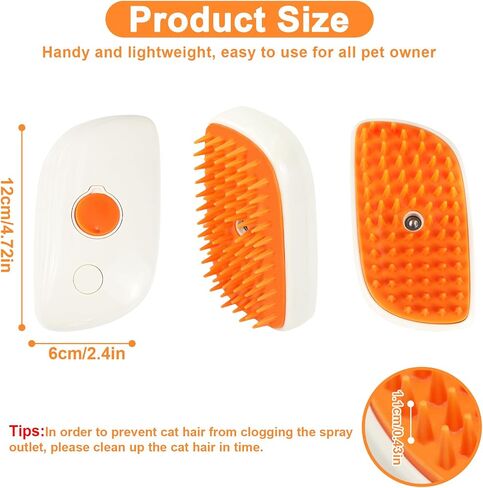 Nepfaivy Cat Steam Brush for Shedding - Steaming Cat Brushes for Indoor Cats with Release Button, Steam Slicker Brush for Dogs, Rechargeable Pet Spray Water Hair Removal Comb for Massage, Grooming in Saudi Arabia