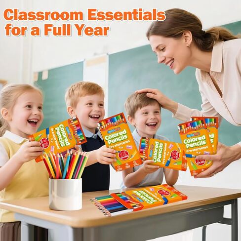 100 حزمة أقل من أقلام الرصاص ، و 1200 عدد أقلام ملونة مسبقة ما قبل الحجم بألوان كبيرة وحيوية ، و 12 أقلامًا ألوانًا متوفرة لجوائز الفصول الدراسية ، والعودة إلى اللوازم المدرسية للأطفال in Kuwait