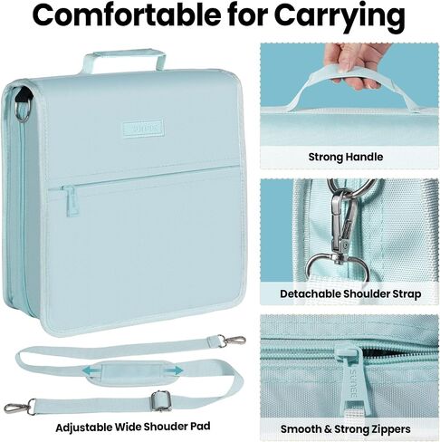 Sunee Zipper Binder 3 حلقة ، حلقات O 3 بوصة مع حزام المقبض والكتف ، سعة 600 ورقة ، مجلد ملفات متوسعة 5-TAB ، جيوب متعددة للوثق منظم المدارس المتوسطة مع سحاب ، غسق بلو in Saudi Arabia