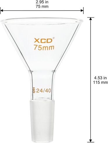 XCD Glass Funnel, Borosilicate Glass Filter Funnel Short Stem Powder Funnel with 24/40 Inner Joint (OD 50 mm) Lab Glass Powder Funnel in Kuwait