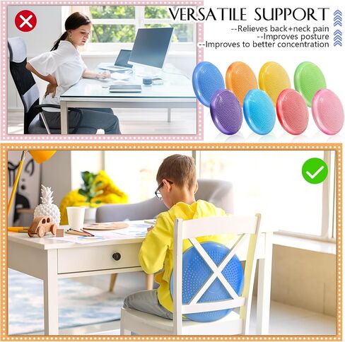 8 Pcs Wobble Cushion with Inflation Pump Cloud Style Wiggle Seat for Sensory Kids Flexible Sensory Seating Balance Disc for Classroom Elementary Office Home in Saudi Arabia