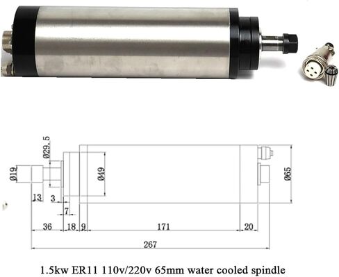 Spindle Motor 220V 1.5KW 1500W 110V 65mm 4 Bearing 24000RPM 400HZ(220V) in Saudi Arabia